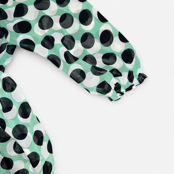 LBlack and Mint Green Polka Dot Blouse - Picture 5 of 7